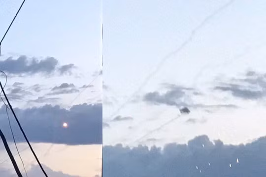 Lực lượng phòng không Nga đánh trả cuộc tập kích tên lửa của thánh chiến vào Khmeimim. Ảnh mạng xã hội Twitter, tài khoản nhà phân tích NadieHarbieh