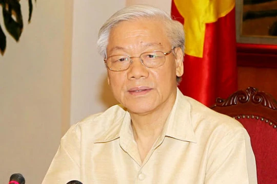 Tổng bí thư Nguyễn Phú Trọng trả lời phỏng vấn các hãng thông tấn, báo chí Hoa Kỳ: AP (Associated Press), Bloomberg News và Wall Street Journal - Dow Jones trước thềm chuyến thăm chính thức Hoa Kỳ từ ngày 6 đến 10-7-2015 - Ảnh: TTXVN