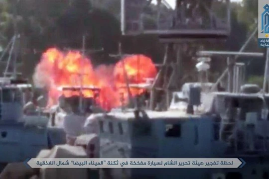 Hình ảnh môt vụ nổ trong căn cứ Hải quân Syria