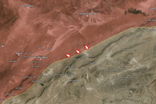 Quân đội Syria tấn công vào vùng sa mạc giữa Syria, gần Al-Qaryatayn