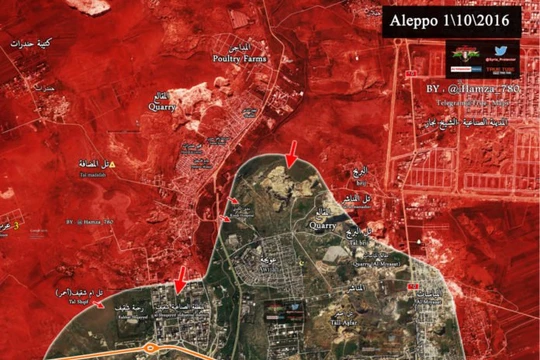 Quân đội Syria tấn công về hướng Nam trên khu vực miền Bắc thành phố Aleppo