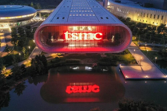 Nhà máy của Công ty Sản xuất Chất bán dẫn Đài Loan (TSMC) ở Nam Kinh, thuộc tỉnh Giang Tô phía đông Trung Quốc. Ảnh AFP