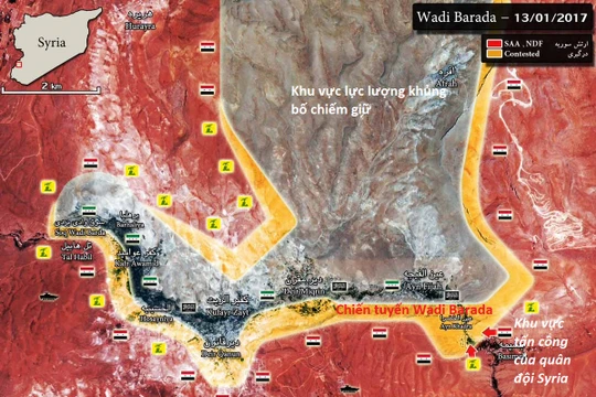 Toàn cảnh bản đồ chiến sự khu vực ngoại ô Damascus