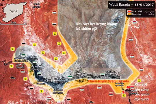 Toàn cảnh bản đồ chiến sự khu vực ngoại ô Damascus