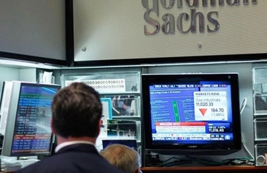Một văn phòng của ngân hàng Hoa Kỳ Goldman Sachs tại thị trường chứng khoán New York. Ảnh AFP/Chris Hondros/Getty Images