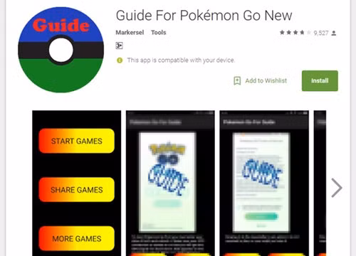 Ứng dụng độc hại mang tên “Guide for Pokémon GO”.