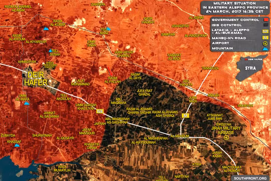 Bản đồ chiến trường Aleppo tính đến ngày 24.03.2017