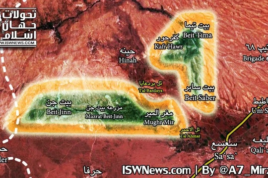 Tổng quan tình hình chiến sự khu vực Tây Ghouta gần cao nguyên Golan