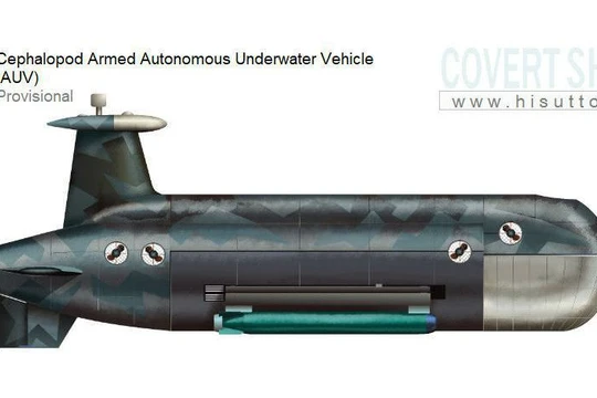Tàu ngầm không người lái"Cephalopod" Nga. Ảnh minh họa của tài khoản Ivan O'Gilvi