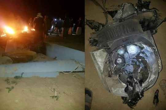 Chiếc máy bay không người lái MQ-1 bị bắn hạ trên không phận thủ đô Yemen, Sanaa. Ảnh: South Front.