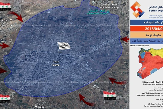 Chiến tuyến khu vực thị trấn thành phố Douma - ảnh Syrian Digital Medai