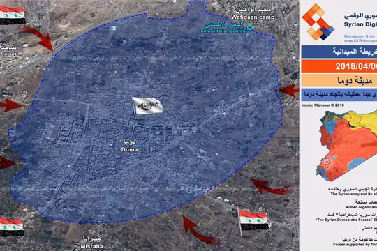Chiến tuyến khu vực thị trấn thành phố Douma - ảnh Syrian Digital Medai