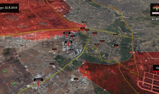 Bản đồ chiến sự Nam Aleppo ngày 25.08.2016