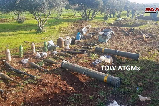 Các tên lửa TOW bị thu giữ trong kho vũ khí bí mật. Ảnh minh họa: SANA.