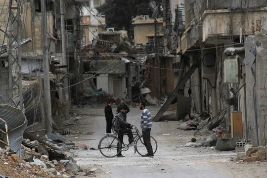 Một góc phố Darayya sau giờ ngừng bắn đàm phán hòa bình