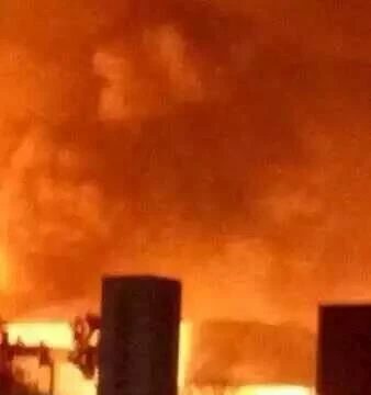 Hiện trường vụ nổ nhà máy hóa chất ở Sơn Đông được đưa lên Weibo - Ảnh: Nhân dân Nhật báo