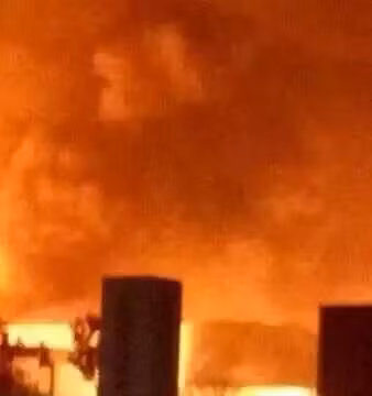 Hiện trường vụ nổ nhà máy hóa chất ở Sơn Đông được đưa lên Weibo - Ảnh: Nhân dân Nhật báo