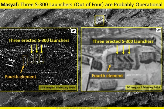Hai bức ảnh chụp tổ hợp tên lửa S-300 Syria ở khu vực Masyaf ngày 05.02.2019 và ngày 19.02.2019 theo ISI
