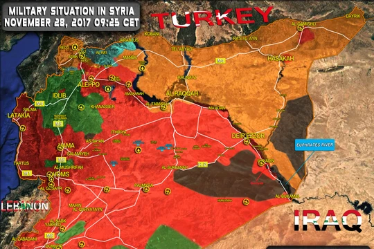 Bản đồ tình hình chiến sự chống khủng bố IS ở Deir Ezzor, quân đội Syria giải phóng thị trấn Quriyah - ảnh South Front