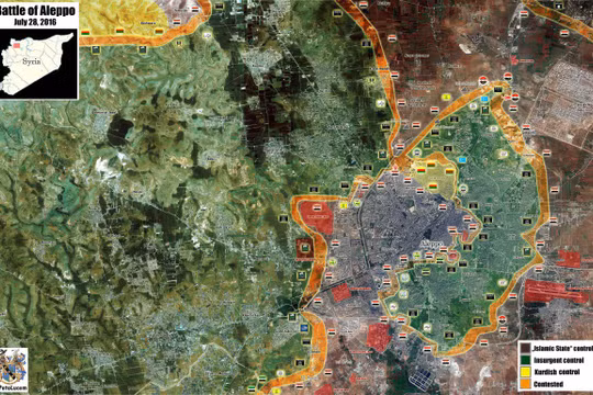 Bản đồ chiến sự thành phố Aleppo ngày 28.07.2016