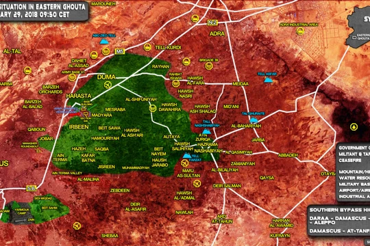 Bản đồ khu vực Đông Ghouta, ngoại ô Damascus - ảnh South Front