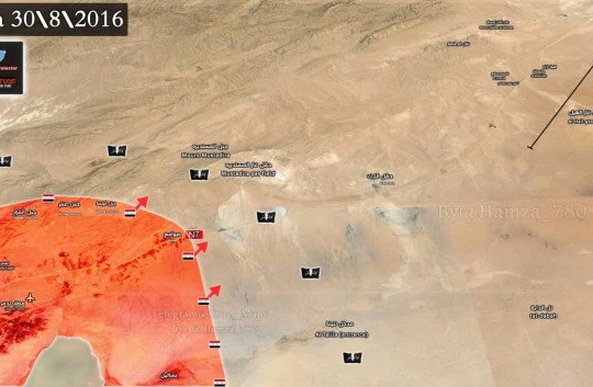 Bàn đồ chiến sự Palmyra ngày 30.08.2016