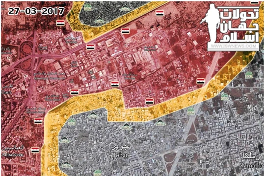 Bản đồ chiến sự khu vực Jobar tính đến ngày 27.03.2017