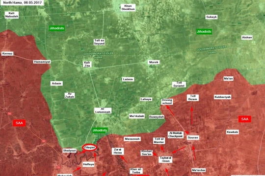 Chiến trường miền bắc Hama, quân đội Syria tấn công làng Zalaqiyat