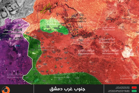 Bản đồ tình hình chiến sự thung lũng Beit Jinn - ảnh Muraselon