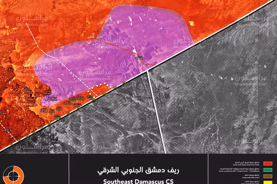 Khu vực quân đội Syria giải phóng trên chiến trường biên giới Jordan - ảnh Muraselon