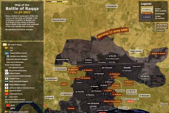 Tình hình chiến sự trong thành phố Raqqa, các mũi tiến công của SDF trên chiến trường