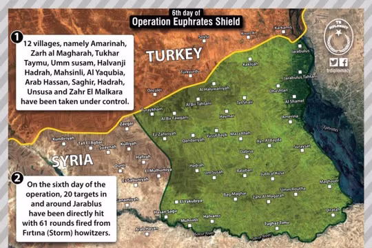 Tổng quan tình hình chiến dịch Lá chắn Euphrates của Thố Nhĩ Kỳ.