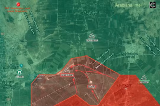 Bản đồ chiến sự miền bắc tỉnh Hama, Syria. Ảnh South Front