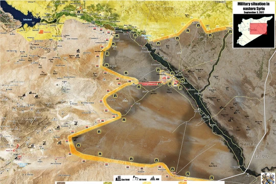 Bản đồ chiến sự chiến trường Deir Ezzor theo Masdar News