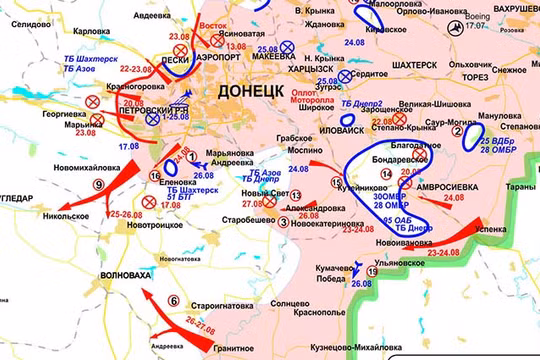 Bản đồ "chảo lửa" Ilovaysk trong địa phận Donesk 