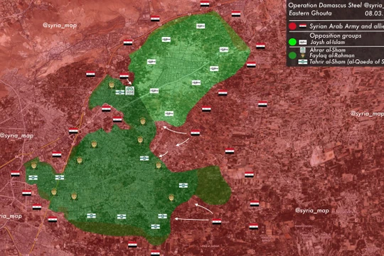 Tình hình chiến sự chiến trường Đông Ghouta ngày 08.03.2018 theo Muraselon