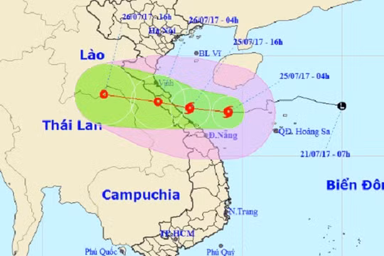 Bão số 4 suy yếu thành áp thấp nhiệt đới và đi sang Lào.
