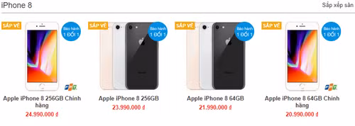 Mức giá dự kiến iPhone 8 và iPhone 8 Plus tại một cửa hàng.