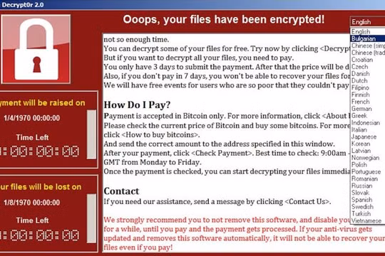 Vụ tấn công bằng phần mềm mã độc WannaCry được coi là lớn nhất từ trước đến nay