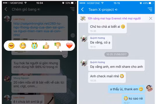 Thể hiện cảm xúc trên từng tin nhắn là tính năng mới trên Zalo. 