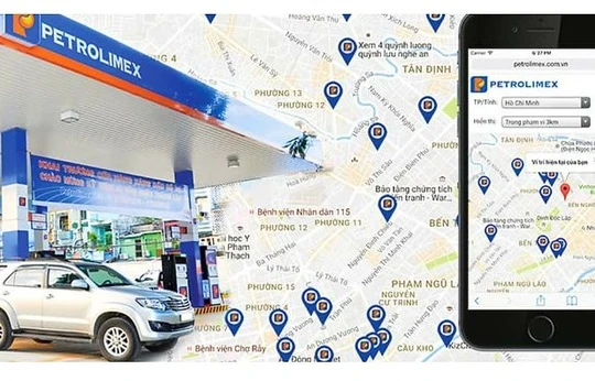 Ứng dụng Bản đồ cửa hàng xăng dầu Petrolimex.