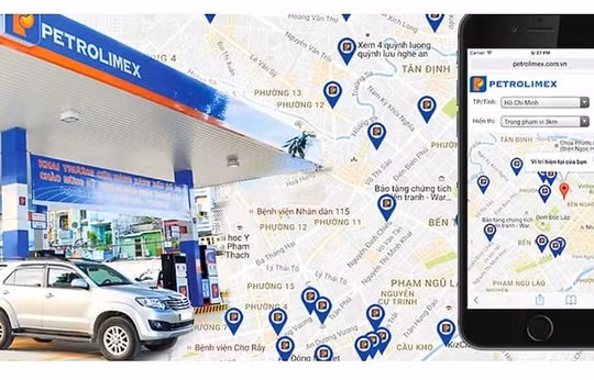 Ứng dụng Bản đồ cửa hàng xăng dầu Petrolimex.