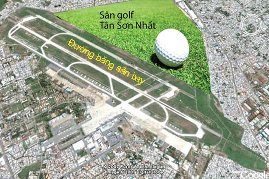 Cụm sân golf Tân Sơn Nhất đang là vấn đề được dư luận quan tâm. Bản đồ minh hoạ: Internet 