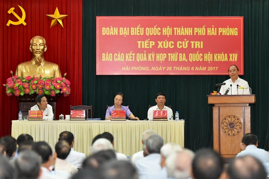 Thủ tướng phát biểu tại buổi tiếp xúc cử tri thành phố Hải Phòng