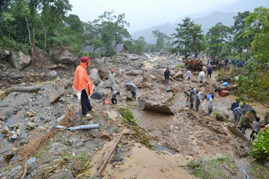 Hiện trường vụ sạt lở tại huyện Mông Sơn, TP Ngô Châu, tỉnh Quảng Tây, Trung Quốc.