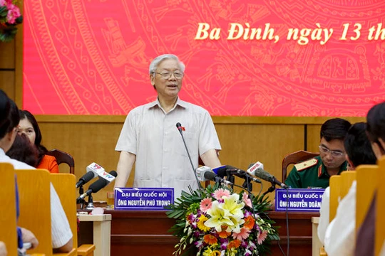 Tổng Bí thư Nguyễn Phú Trọng tại buổi tiếp xúc cử tri sáng 13/5.