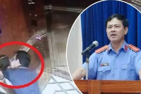 Hình ảnh Nguyễn Hữu Linh sàm sỡ bé gái trong thang máy. 