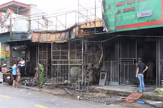 Hiện trường vụ cháy tại xóm 3, thôn Tiên Tảo, xã Thanh An, huyện Thanh Hà, Hải Dương.