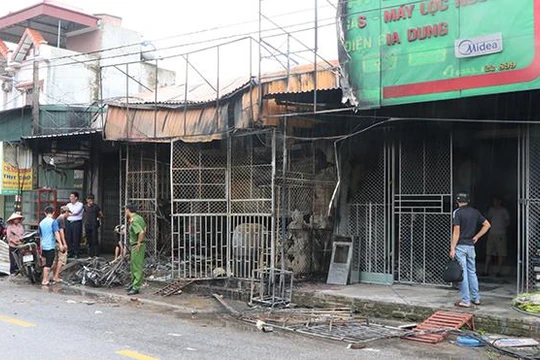 Hiện trường vụ cháy tại xóm 3, thôn Tiên Tảo, xã Thanh An, huyện Thanh Hà, Hải Dương.