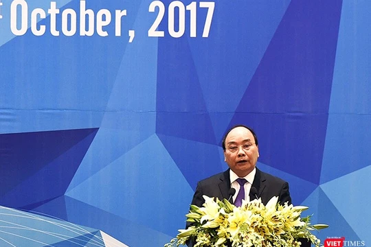 Thủ tướng Chính phủ Nguyễn Xuân Phúc phát biểu khai mạc Hội nghị Bộ trưởng Tài chính APEC 2017 diễn ra sáng 21/10